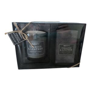Blacksmith TOBACCO & LEATHER Mens Gift Set Soy Candle & Bar Soap New